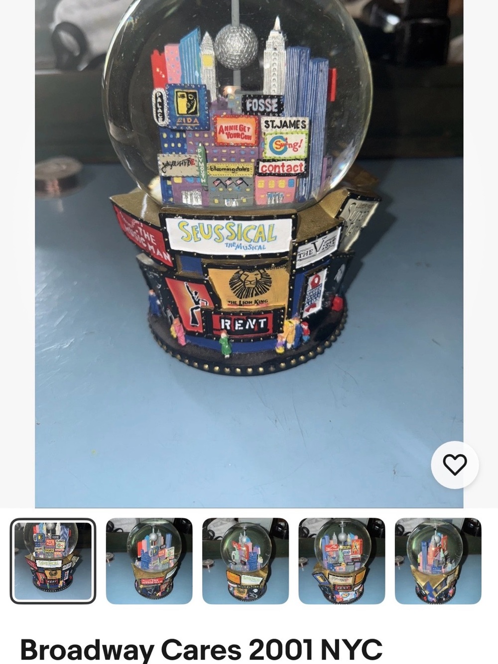 Broadway Snow Globe with Colorful Theater Marquees